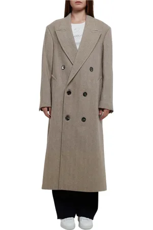 Ami Femme, Manteaux, Gris, Taille: 34 FR Manteau Herringbone à Double Boutonnage