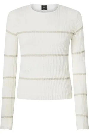 Pinko Femme, Pulls, Blanc, Taille: 42 FR Tricot de Luxe en Coton et Soie