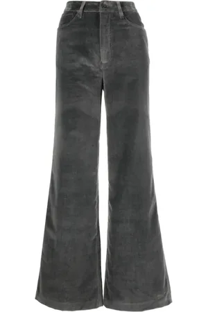 OFFICINE GENERALE Femme, Pantalons, Gris, Taille: W28 Pantalon Gris en Velours à Taille Haute et Évasé