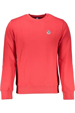 North Sails Homme, Sweatshirts et sweats à capuche, Rouge, Taille: 2XL Sweat en Coton Brossé avec Logo Appliqué