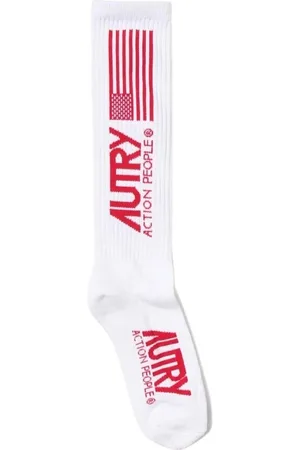 Autry Homme, Sous-vêtements, Rouge, Taille: L Chaussettes de Luxe Homme avec Logo Jacquard