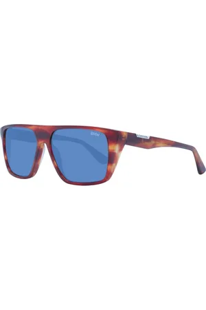 BMW Homme, Accessoires, Brun, Taille: ONE Size Lunettes de Soleil Carrées Marron Verres Bleus