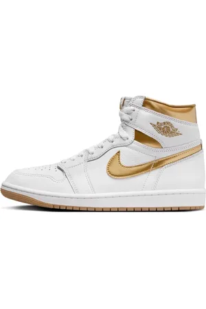 Jordan Femme, Chaussures, Blanc, Taille: 44 EU Metallic Gold High Top Baskets