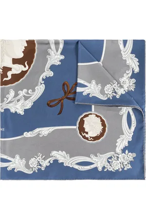 VERSACE Unisex, Accessoires, Bleu, Taille: ONE Size Foulard en soie