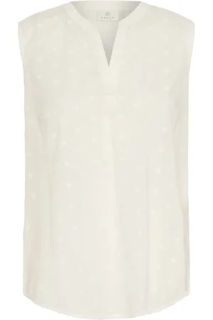 Kaffe Femme, Tops, Blanc, Taille: 44 FR Chemisier sans manches avec détails brodés