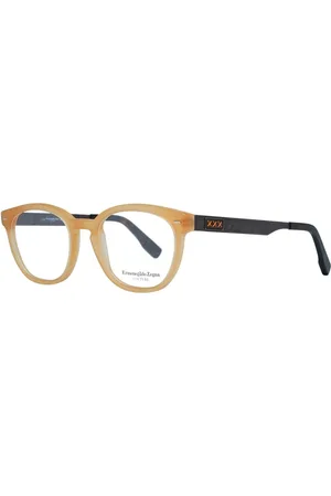 Ermenegildo Zegna Homme, Accessoires, Jaune, Taille: ONE Size Montures Optiques Rondes Honey pour Hommes