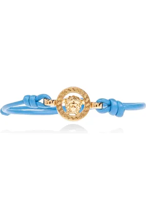 VERSACE Unisex, Accessoires, Bleu, Taille: ONE Size Bracelet en cuir