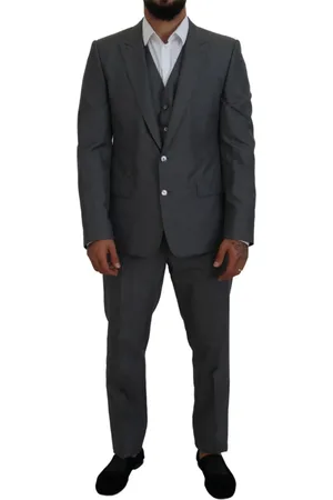 Dolce & Gabbana Homme, Costumes, Gris, Taille: XL Costume Martini 3 Pièces Slim Fit Gris