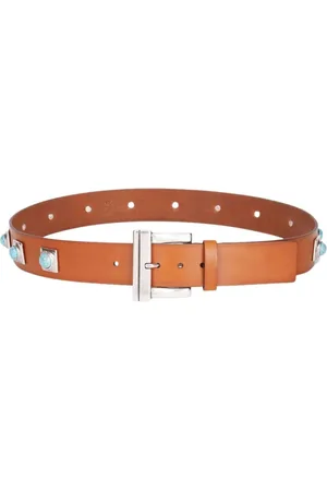 Etro Femme, Accessoires, Brun, Taille: 85 CM Ceinture en cuir Crown Me avec clous