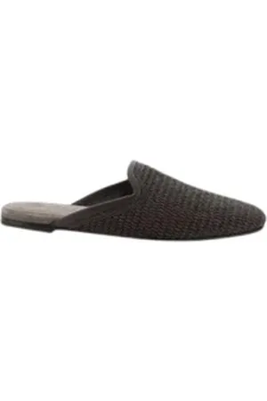 Brunello Cucinelli Femme, Chaussures, Brun, Taille: 39 EU Mules de luxe en cuir tissé
