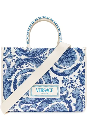 VERSACE Unisex, Sacs, Bleu, Taille: ONE Size Athena Medium shopper sac