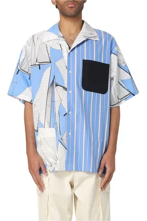 Msgm Homme, Chemises, Multicolore, Taille: L Chemise Bleu Rongée Imprimé Voilier