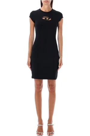 Diesel Femme, Robes, Noir, Taille: 38 FR Robe Noire à Manches Courtes