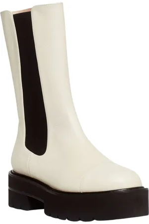 Stuart Weitzman Femme, Chaussures, Blanc, Taille: 38 1/2 EU Bottines Chelsea Élastiquées
