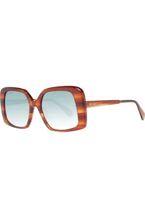Max&Co. Femme, Accessoires, Brun, Taille: ONE Size Lunettes de Soleil Carrées Marron Verres Dégradés Verts