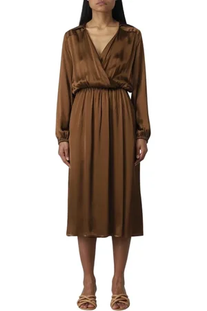 SEMICOUTURE Femme, Robes, Brun, Taille: 48 FR Élégante Robe Midi en Soie