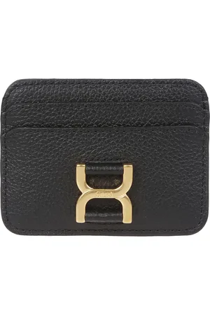 Chloé Femme, Accessoires, Noir, Taille: ONE Size Porte-cartes en cuir noir avec fentes pour cartes