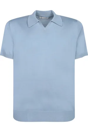 Brunello Cucinelli Homme, Tops, Bleu, Taille: M Polo Bleu Élégant Style Classique