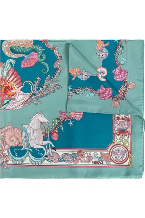 VERSACE Unisex, Accessoires, Bleu, Taille: ONE Size Foulard en soie