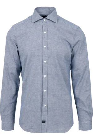 FAY Homme, Chemises, Blanc, Taille: 3XL Chemise à Manches Longues en Coton Bleu
