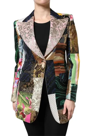 Dolce & Gabbana Femme, Vestes, Multicolore, Taille: 40 FR Blazer Jacquard Patchwork Floral