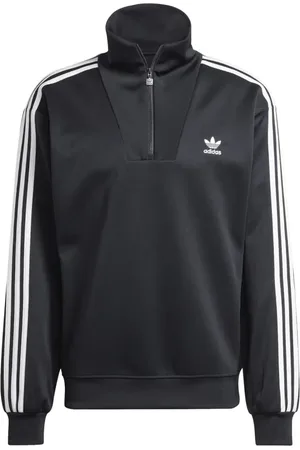 adidas Homme, Sweatshirts et sweats à capuche, Noir, Taille: XL Haut de piste à col cheminée noir blanc