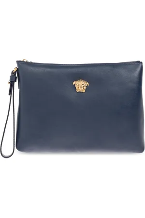 VERSACE Homme, Sacs, Bleu, Taille: ONE Size Sac à main en cuir