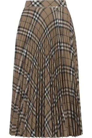 Burberry Femme, Jupes, Brun, Taille: 32 FR Jupe plissée à carreaux en mélange de laine