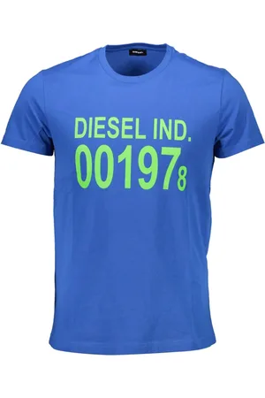 Diesel Homme, Tops, Bleu, Taille: 2XL T-Shirt en Coton avec Imprimé pour Homme