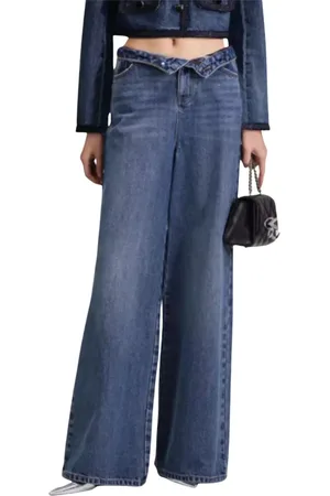 Self-Portrait Femme, Jeans, Bleu, Taille: W28 Jean Large