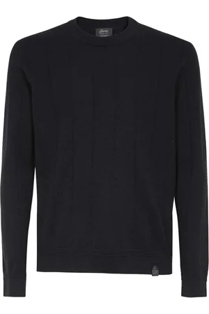 BRIONI Homme, Pulls, Noir, Taille: XL Pull en cachemire avec inserts en cuir