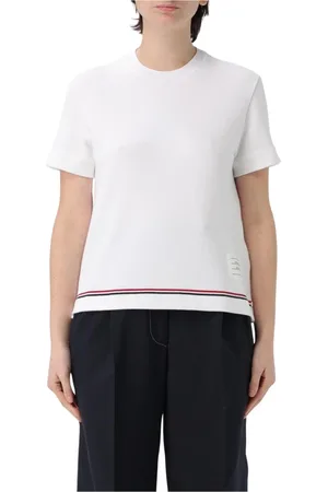 Thom Browne Femme, Tops, Blanc, Taille: 40 FR Haut en Tricot Blanc à Col Rond