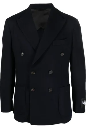 DoppiaA Homme, Vestes, Bleu, Taille: XL Blazer à double boutonnage en laine mélangée