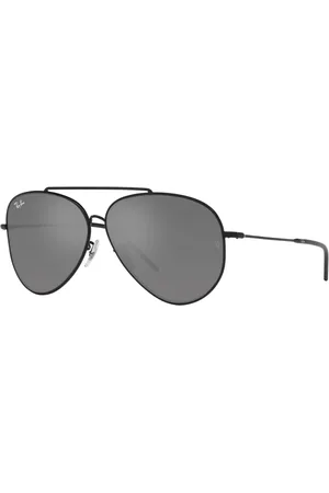 Ray-Ban Unisex, Accessoires, Noir, Taille: 59 MM Lunettes de soleil Aviator avec verres argentés miroir