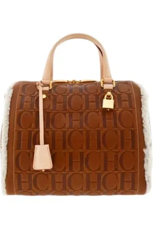 Carolina Herrera Femme, Sacs, Brun, Taille: ONE Size Sac en cuir Locked Tatuado Borreguillo