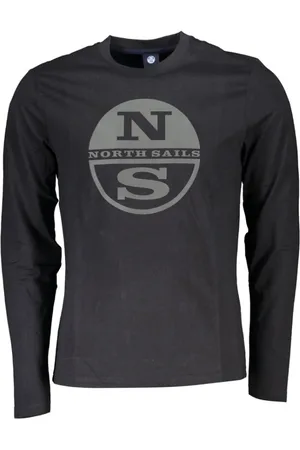 North Sails Homme, Tops, Noir, Taille: XL T-shirt Noir en Coton à Manches Longues avec Logo