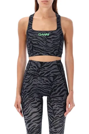 Ganni Femme, Tops, Noir, Taille: 40 FR Zebra Print Activewear Set