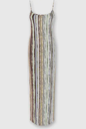 Missoni Robe longue sans manches en viscose lamée flammée rayée
