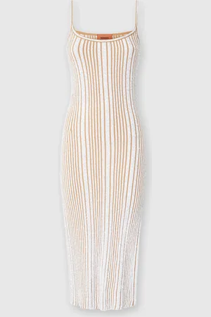 Missoni Robe midi côtelée sans manches avec paillettes et fente