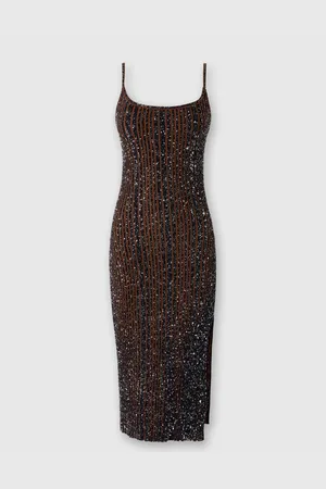 Missoni Robe midi côtelée sans manches avec paillettes et fente