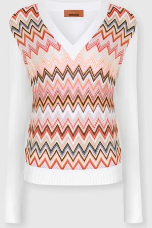 Missoni Pulls en viscose mélangée avec empiècement à chevrons et col en V