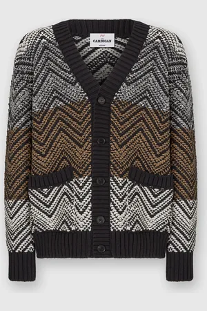 Missoni Cardigan en tricot au crochet avec macro zigzag et poches