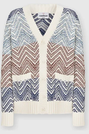 Missoni Cardigan en tricot au crochet avec macro zigzag et poches
