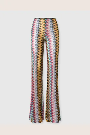 Missoni Pantalon évasé taille basse en dentelle de viscose lamée