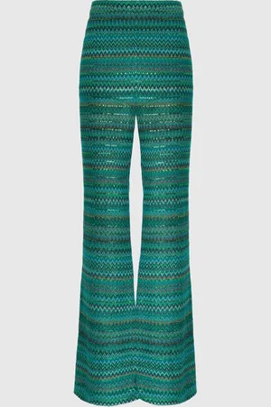 Missoni Pantalon évasé en viscose mélangée zigzag avec paillettes