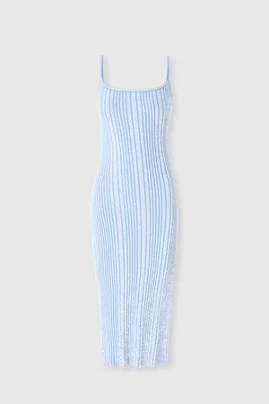 Missoni Robe midi côtelée sans manches avec paillettes et fente
