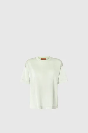 Missoni Pull oversize à col rond en viscose lamée avec manches pierre à aiguiser