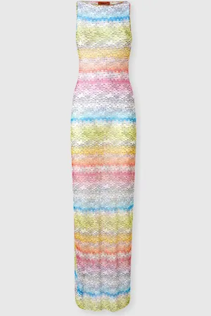 Missoni Robe longue sans manches en tulle imprimé