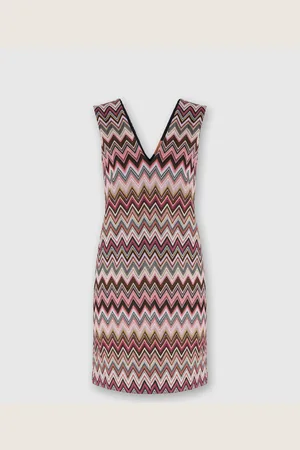 Missoni Mini-robe sans manches col en V en coton et viscose en zigzag