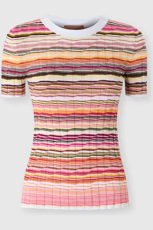 Missoni Pull côtelé rayé en coton et viscose à manches trois-quarts